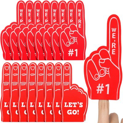 Sinmoe 36 Pcs Mini Foam Finger Baseball Fan Mini Foam Finger We're # 1 Sports Party Supplies for Hockey Football Basketball Events Team Gifts Sporting Events Games Birthday Supplies(Red)