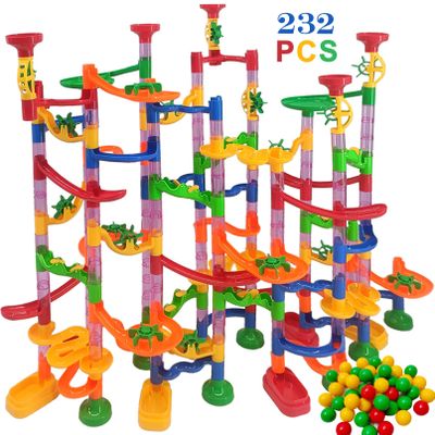 ailixinda 232 PCS Marble Toy Premium Set,STEM Educational Building Block Toy,Marble Track Race Set with 45 Marbles for Boys & Girls,Construction Building Blocks Toys for Kids