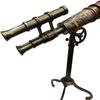 10 inch Double Barrel Antique Telescope Maritime Brass Telescope with Adjustable Brass Stand Home Decorative Nautical Decor & Table Accessory Spyglass view 3