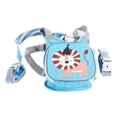 1.5m 2 in 1 Kids Backpack Safety Leash Toddler Harness Backpack with Leash Prevent Lost Children Harness Wrist Link for Outdoor Use (Blue)