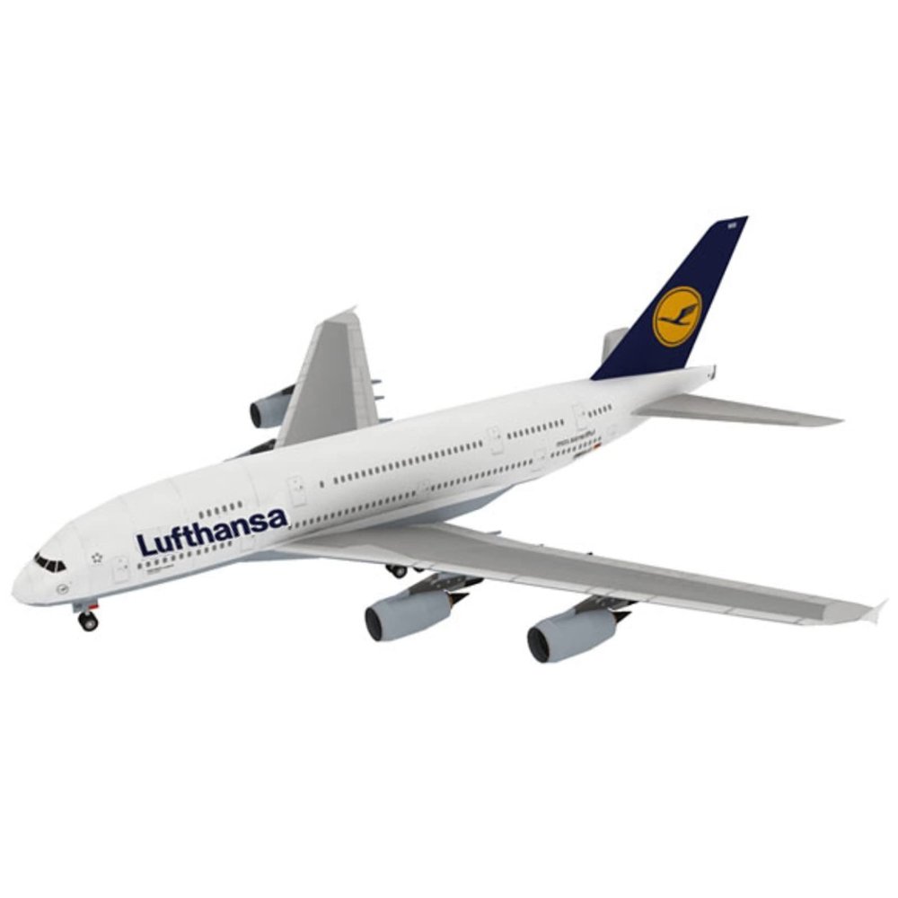ZEZEFUFU Simulation 1:100 Paper A380 German Lufthansa Airlines Airplane Model Aircraft DIY Model (Unassembled Kit)