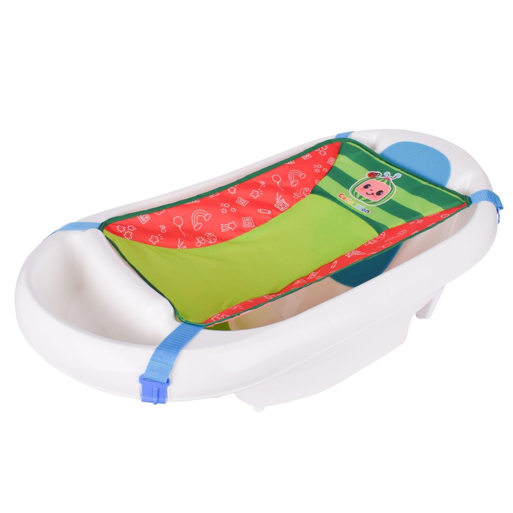 Cocomelon Baby 3-in-1 Sling and Seat Bath Tub with Removable Infant Support, Convertible Baby to Toddler Bath Tub with Seat, Shower Gift, Ages 0-24 Months