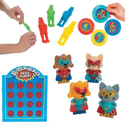 Fun Express Superhero Prize Punch Game with Prizes 97 Pc