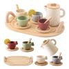 Tea Party Set for Kids, Wooden Tea Set for Little Girls and Boys, Kids Play Kitchen Accessories Toy Dishwasher Safe Tea Set for Toddler, Pretend Play Toddler Tea Set Ideal Christmas Birthday Gift view 1