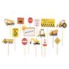 15 pcs Construction Themed Cupcake Toppers Dump Truck Tractor Excavator Car Construction Sign Decorations for Birthday Party Supplies view 1