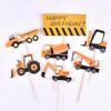 15 pcs Construction Themed Cupcake Toppers Dump Truck Tractor Excavator Car Construction Sign Decorations for Birthday Party Supplies view 2