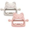 2 Pack Baby Teether Toys,Silicone Teething Toys for Babies 0-6 Months,Never Drop Baby Chew Toys for Teething Relief, Teething Pacifiers,Baby Toys 0-6 Months,Ideal Gifts for Baby ShowerCartoon Cat view 1