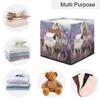 Personalized Storage Cube Bin with Name,Art Painting Lavender White Horse Customize Storage Baskets with Handles,Laundry Toy Oraganizer for Closet Shelf Nursery Kids Bedroom view 4