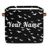 Personalized Storage Cube Bin with Name,Halloween Bats Animal Customize Storage Baskets with Handles,Laundry Toy Oraganizer for Closet Shelf Nursery Kids Bedroom view 1
