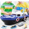 FARDAS Boat Ship Toy Police Car Toy & Trucks,Helicopter Toys with Sounds and Lights,Birthday Gift for Boys Girls (Blue) view 1