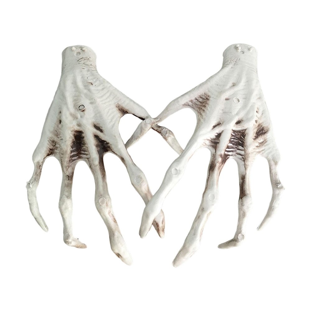 D-GROEE Halloween Skeleton Hand 1 Pair Realistic Life Size Severed Plastic Skeleton Haunted Zombie Hands for Halloween Decoration Festival Spooky Party Supplies White