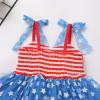 4th of July Baby Girls Dress Toddler Independence Day Dress up Costume Sleeveless Blue and Red Stars Tulle Tutu Dress Smocked Princess Party Dress First Birthday Outfit Red Blue 18-24 Months view 2