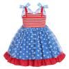 4th of July Baby Girls Dress Toddler Independence Day Dress up Costume Sleeveless Blue and Red Stars Tulle Tutu Dress Smocked Princess Party Dress First Birthday Outfit Red Blue 2-3 T view 4
