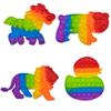 Animals Pop Fidget Toys Set, Silicone Rainbow Dinosaur Popper Fidget Set for Children, Sensory Squeeze Toys Stress Reliever Tool for Kids Adult ADHD Lion, Tiger, Horse and Duck 4 Pack view 1