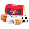 Baby Playset - Sports Ball Gym Bag Playset - Plush Soft Crinkle Rattle Toys Set with Custom Name view 1