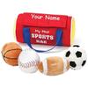 Baby Playset - Sports Ball Gym Bag Playset - Plush Soft Crinkle Rattle Toys Set with Custom Name view 2