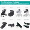 KidCo Uno+ Stroller System Combo, Luxury Double Strollers for Newborn to Toddler with Matching Detachable Seat and Carry Cot Bassinet - Allegra Black view 3