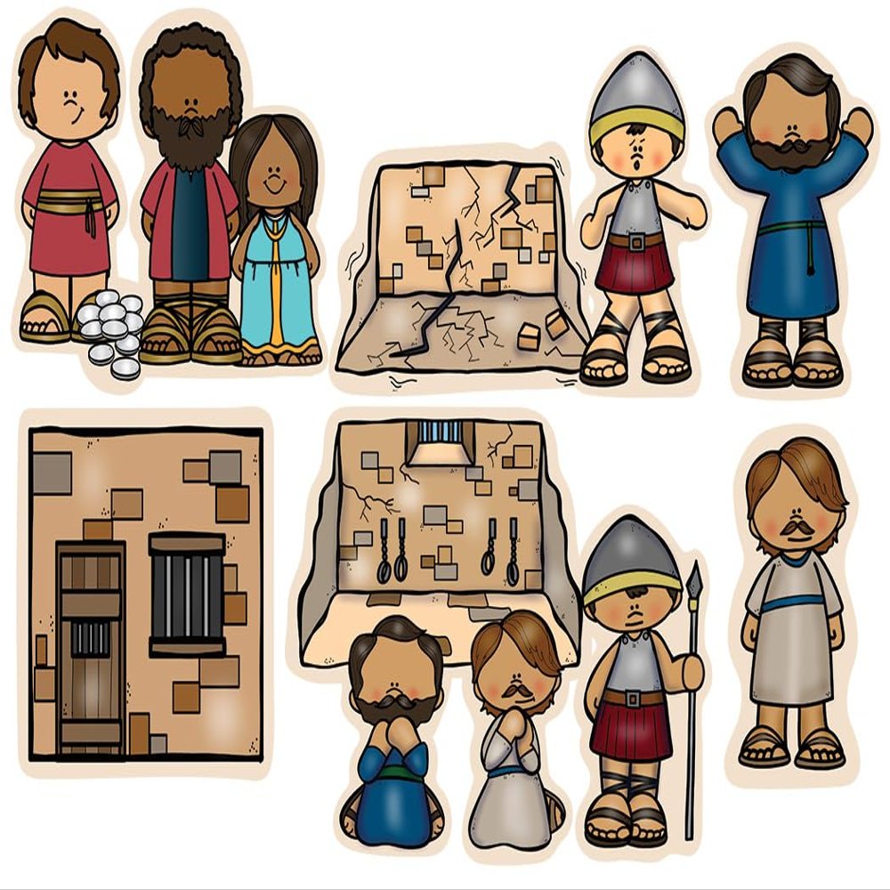 Story Time Felts Paul & Silas Felt Figures for Bible Flannel Board Stories New Testament