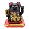 Fortune Lucky Wealth Welcoming Cat, Adorable Waving Beckoning Fortune Lucky Cat, Solar Powered Cute Cat with Waving Arm, Home Car Decor(Black) view 1
