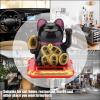 Fortune Lucky Wealth Welcoming Cat, Adorable Waving Beckoning Fortune Lucky Cat, Solar Powered Cute Cat with Waving Arm, Home Car Decor(Black) view 4