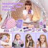 Little Girl Purse Accessories, My First Purse Set - Play Makeup Princess Plush Diary Unicorn Eye Mask Wallet Phone Pretend Credit Cards Kids Pretend Play Christmas Toy Gift for Girl Age 3+ view 3