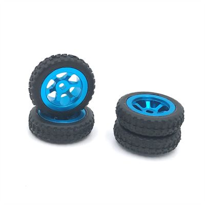 4PCS 1/28 RC Model Toy Rubber Tire Tyre Upgrade Fit for WLtoys K989-53 RC Car Parts Aluminum Wheel Hubs Tires Modification Accessories (Color : A)