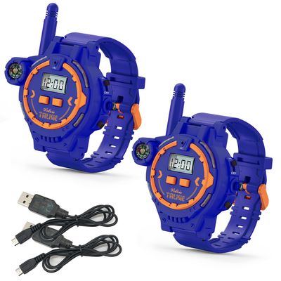 Rechargeable Walkie Talkie for Kids Two-Way Radio Walky Talky with Flashlight Children Outdoor Game Interphone Toy Game and Gifts for Boy and Girl Age 4 to 12 (Blue)
