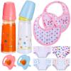 10 Pcs Baby Doll Accessories Set Pretend Feeding and Caring Play Toy Set with Magic Disappearing Milk and Juice Bottles, Pacifier, Bibs, Diapers Baby Doll Stuff for Kids Girls Birthday Party Gifts view 1