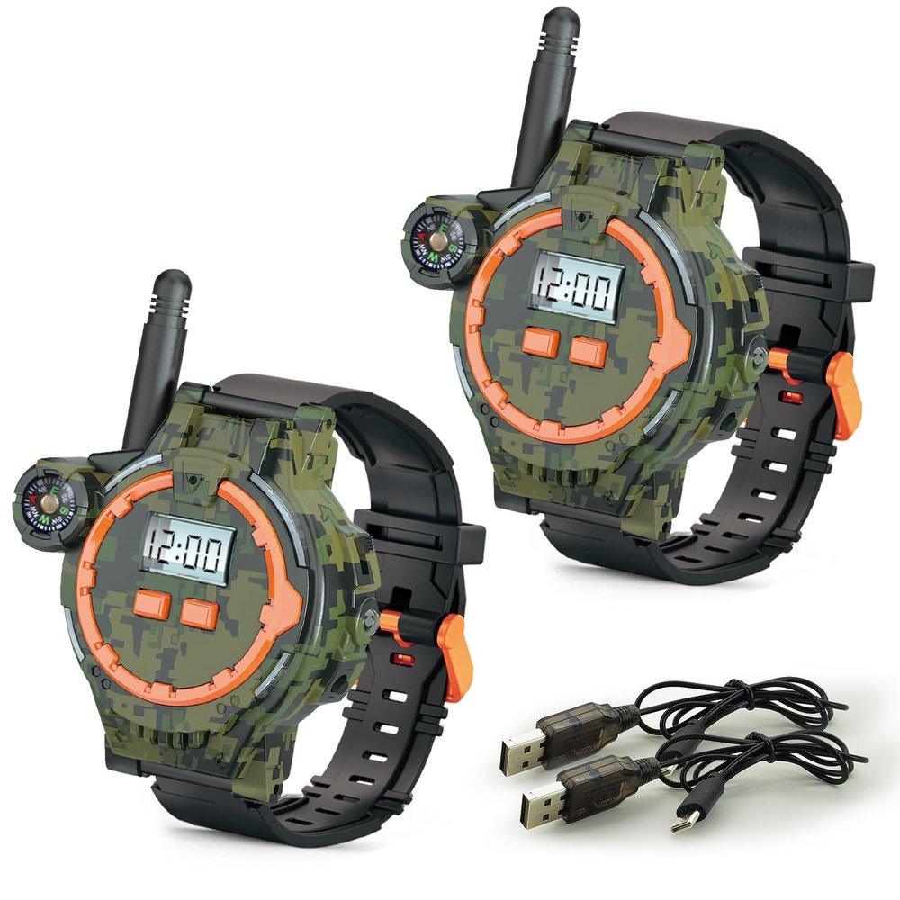 Rechargeable Walkie Talkie for Kids Two-Way Radio Walky Talky with Flashlight Children Outdoor Game Interphone Toy Game and Gifts for Boy and Girl Age 4 to 12 (Camo)