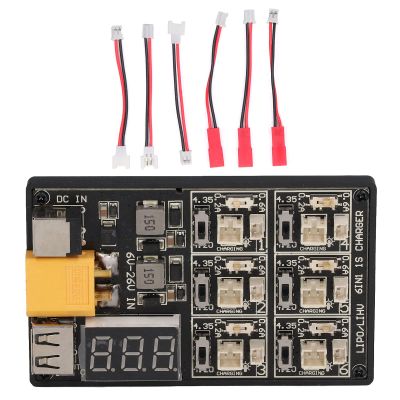 1S Battery Charging Board, 6 in 1 High Efficiency Lipo Battery Charger Plate, Balance Charging Board