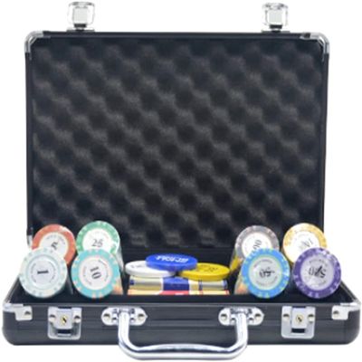 14 Gram Monte Carlo Poker Chips Set, Casino Games Casino Chips Aluminum Case Monte Carlo - for Texas Holdem Blackjack Casino Grade Chips (Color : 200pcs+Black Box)