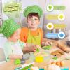 HAIMST Kids Knife Set for Real Cooking, 15 PCS Montessori Kitchen Tools Kids Kitchen Knife Set with Wooden Safe Knife Serrated Edges Plastic Toddler Knife Cutting Board Crinkle Cutters view 3