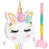 Foldable Unicorn Piata - Unicorn Birthday Party Supplies Extendable Piata with Blindfold Bat and Tassels Unicorn Birthday Party Decoration Games Folding Pink Unicorn Piatas for Kids Classroom Game view 1