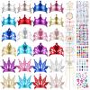 Equsion 72 Pcs Foam Princess Crowns DIY Tiaras Kids Party Princess Supplies Rhinestone Sticker Wooden Wand for Birthday Party Girls Making Your Own Tiara view 1