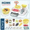 Cash Register 36PCS Supermarket Shop Toys with Electronic Sounds,Working Scanner,Calculator,Credit Card Reader,Play Food and Money Preschool Learning for Girl Boys Kids (Yellow) view 2