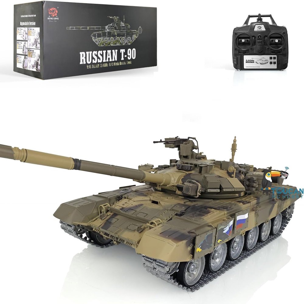 TOUCAN RC HOBBY Henglong 1/16 7.0 Russia T90 RC Tank 3938 360 Turret Metal Tracks W/Linkages