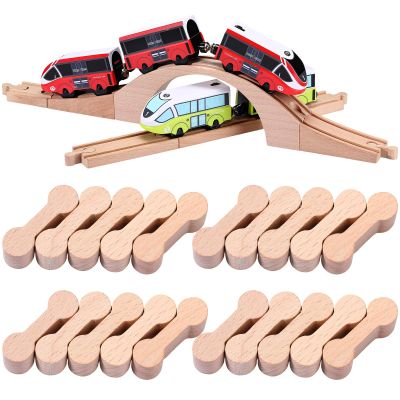 Poen 30 Pcs Wooden Dog Bone Track Connector Pack Wood Train Track Adapter Connector Pieces Toy Train Accessories for Teens to Compatible with Railway Sets