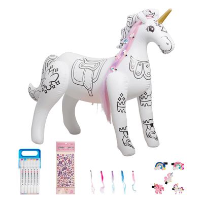 Oli's Toy Factory Inflatable Unicorn Magical Hair Make Up Set (Unicorn Magical Coloring Set)