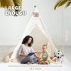 RongFa Teepee Tent for Kids-Portable Children Play Tent Indoor Outdoor (White with Mat) view 3