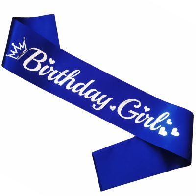 LXYXUUN Birthday Girl Sash Royal Blue, Silver Foil Birthday Sash for Girl Funny Birthday Party Decorations, 16 18 21st Bday Sash Gift Ideas
