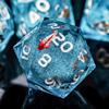 ARUOHHA Liquid Core DND Dice Set, 7pcs Resin Blue Sharp Edged Dragons Dice Compatible with D&D Role Playing Games, Handmade RPG Koi Fish Dungeons Polyhedral Dice Set D20 D12 D10 D8 D6 D4 view 1