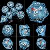 ARUOHHA Liquid Core DND Dice Set, 7pcs Resin Blue Sharp Edged Dragons Dice Compatible with D&D Role Playing Games, Handmade RPG Koi Fish Dungeons Polyhedral Dice Set D20 D12 D10 D8 D6 D4 view 3