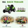 Aosom 12V Ride on Tractor with Trailer, 25W Dual Motors, Battery Powered Electric Tractor with Remote Control, Music Startup Sound and Horn, LED Lights, Green view 3