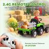 Aosom 12V Ride on Tractor with Trailer, 25W Dual Motors, Battery Powered Electric Tractor with Remote Control, Music Startup Sound and Horn, LED Lights, Green view 4