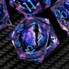 ARUOHHA DND Resin Dice Dragon Eye Dice Liquid Core Purple Sharp Edged Dice Set with Gift Box, Polyhedral D and D Dice Set Compatible with Dungeons Dragons Role Playing Game D20 D12 D10 D8 D6 view 1