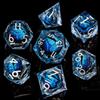 ARUOHHA DND Resin Dice Dragon Eye Dice Liquid Core Blue Sharp Edged Dice Set with Gift Box, Dungeons Polyhedral D and D Dice Set Compatible with D&D Role Playing Game D20 D12 D10 D8 D6 D4 view 2