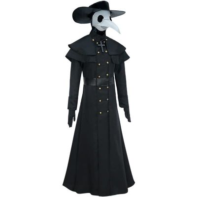 European and American Plague Doctor Costume Bird Beak Crow Long Beak mask Costume Halloween Party (XXXL) Black