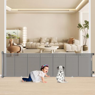 34X120 Extra Wide Safety Retractable Baby Gate, Extra Wide Safety Kids or Pets Gate, 34 Tall, Extends to 120 Extra Wide, Built-in Reinforce Strip Mesh Safety Dog Gate for Stairs,Doorways, Hallways