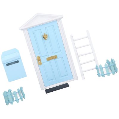 Keenso Enhance Your Dollhouse with Our Exquisitely Crafted Mini Wooden Door Set (Blue)-Tooth Fairy