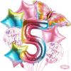 10pcs Butterfly Birthday Decorations, Number Balloon Pink Birthday Decorations Helium Foil Butterfly Balloon for Fairy Birthday Party Wedding Anniversary Events Supplies (Number 5) view 1